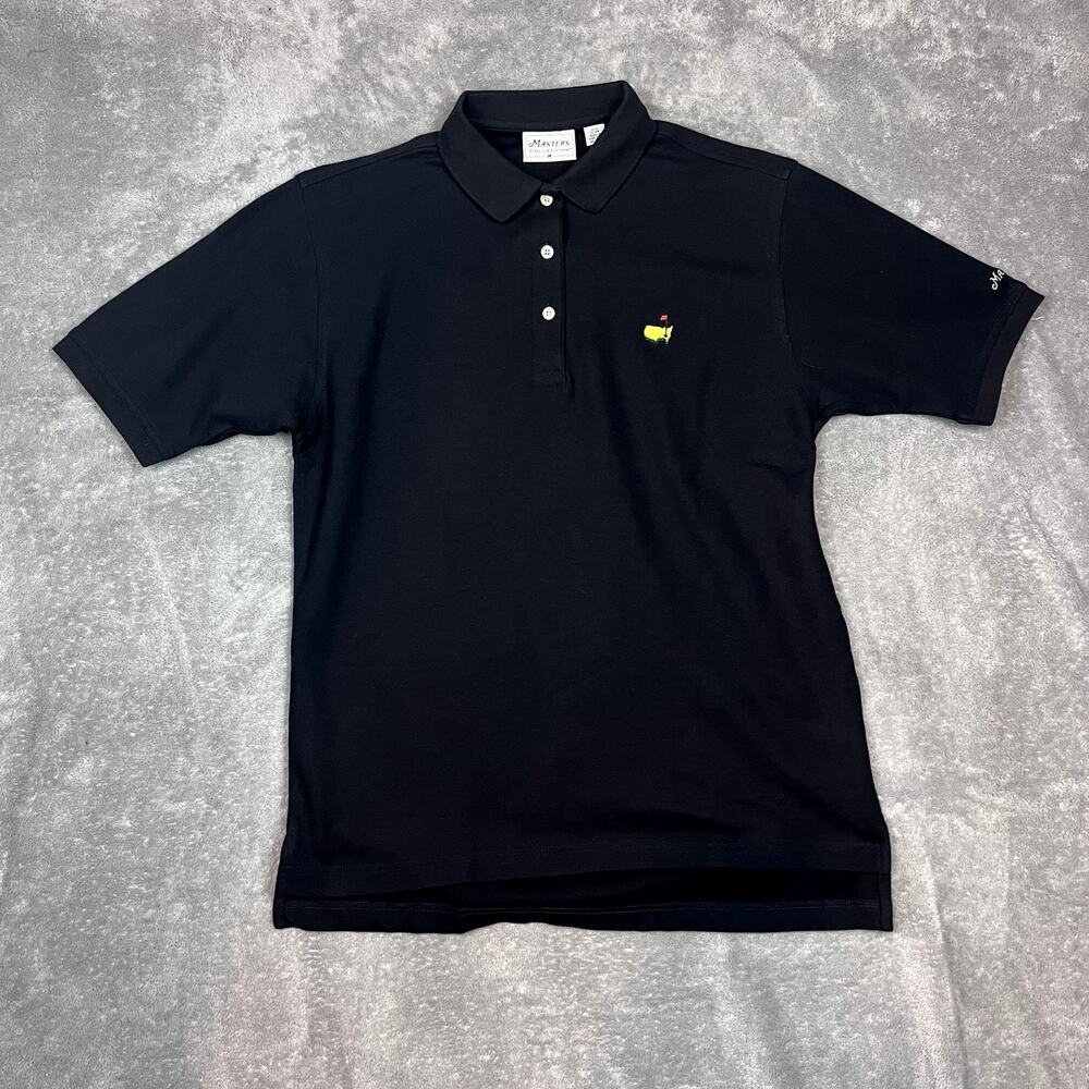 Masters Collection Golf Logo Polo Shirt Mens M Augusta Nationals Black Cotton